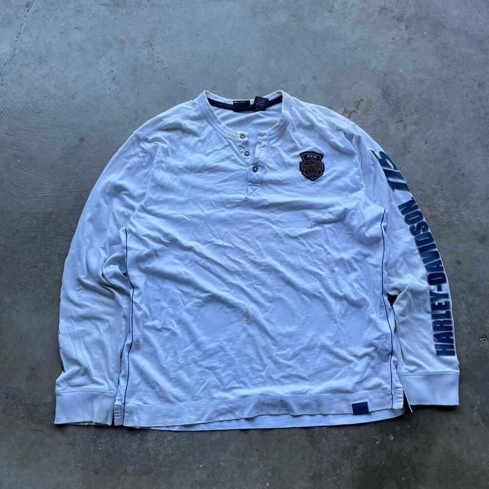 VINTAGE HARLEY DAVIDSON LONGSLEEVE WHITE SHIRT XL SLEEVE